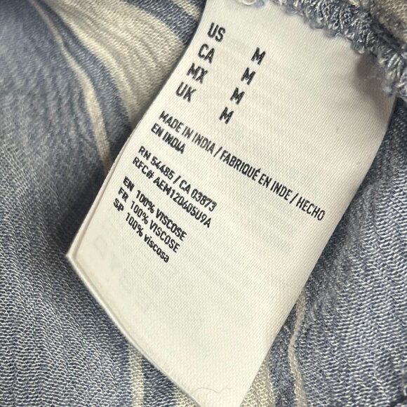 American Eagle NEW Blue White Stripe Ruffle Lace Up Flare Sleeve Boho Y2K Top M - Picture 7 of 7